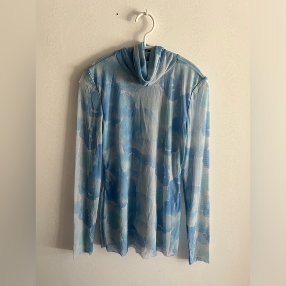 Ganni blue floral print turtleneck top - Picture 10 of 10